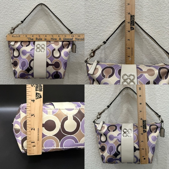 COACH 44837 Julia Outline OP Art Lilac Sateen Pouch Small Purse Shoulder Handbag - Picture 12 of 16
